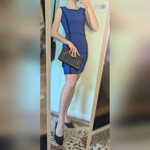 🩵🖤 blue and black business dress.